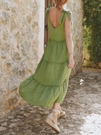 Perfee Tiered Frill V-Neck Sleeveless Dress Clothing and Fashion