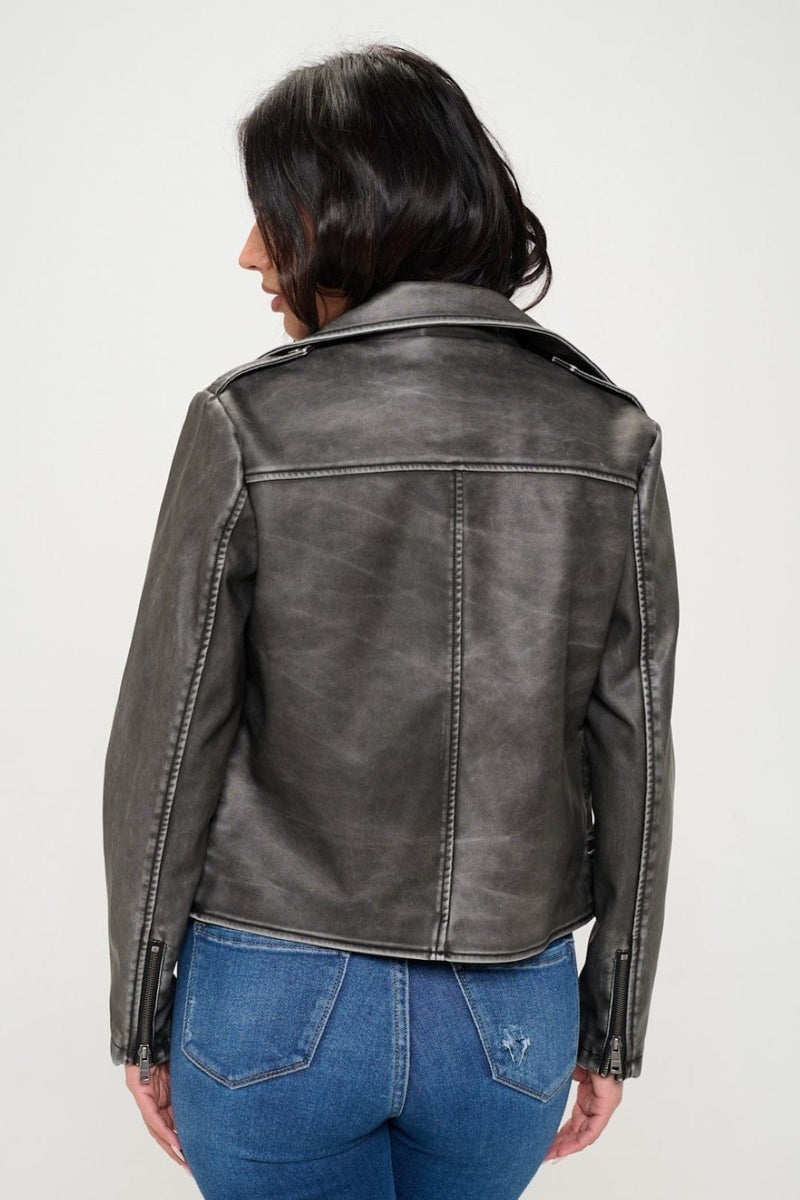 Women's Clothing - Coalition LA Zip Up Biker Jacket with Belt
