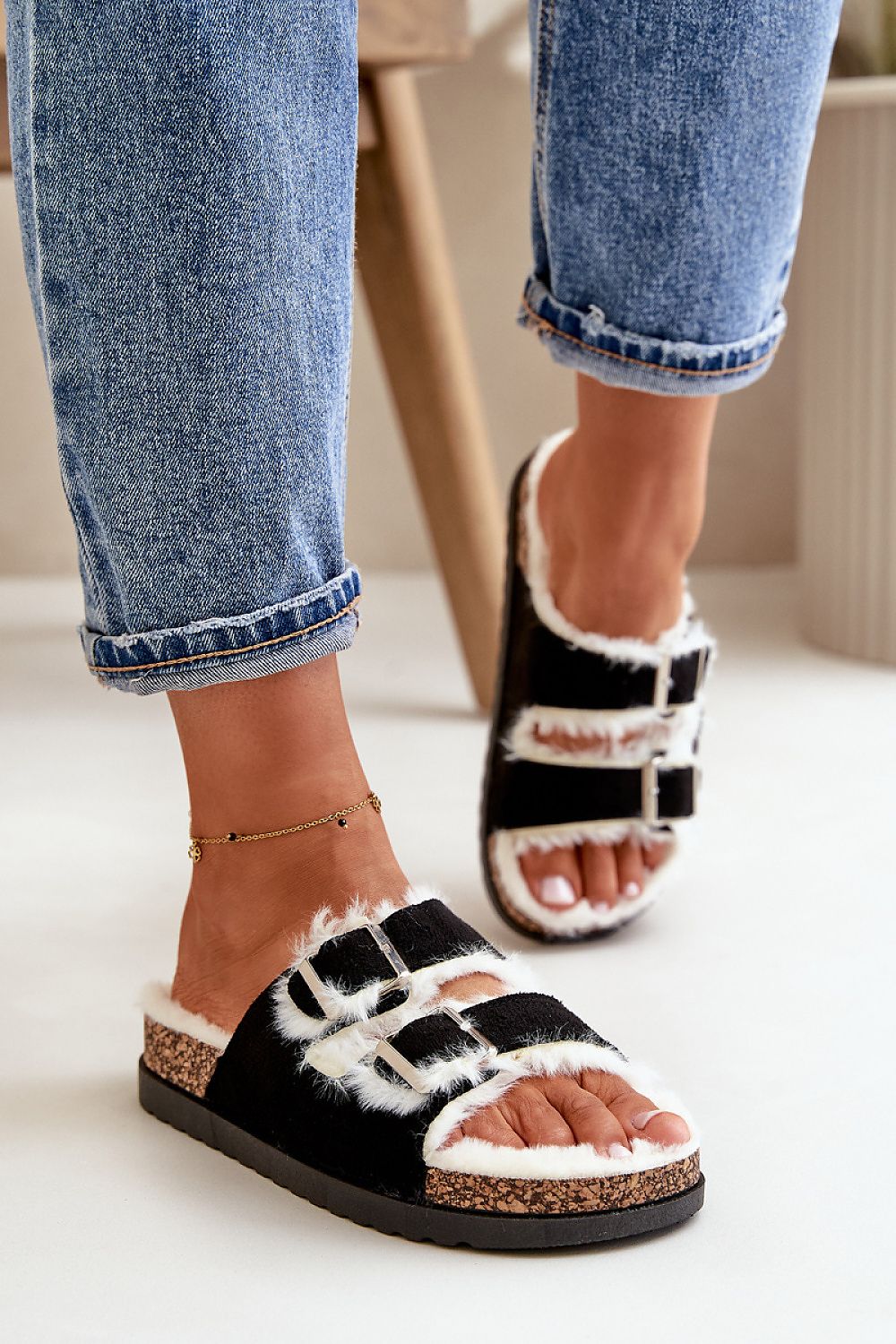 Fur Lined Slipper Sandals